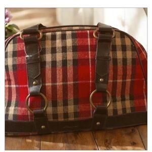 Rare find -Vintage Wool Plaid bowler style bag -travel-work-commute -Sz L-EUC 🍂​
